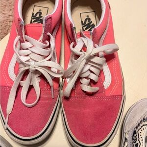 Vans Vibrant Pink and White Shoes